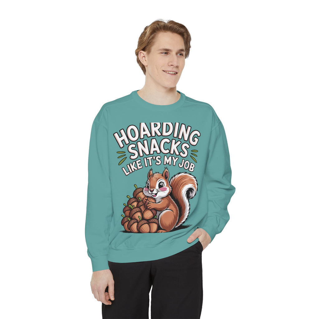 Funny Squirrel Sweatshirt, Hoarding Snacks Like It's My Job Crewneck, Cute Acorn Squirrel Gift, Snack Lover Sweatshirt