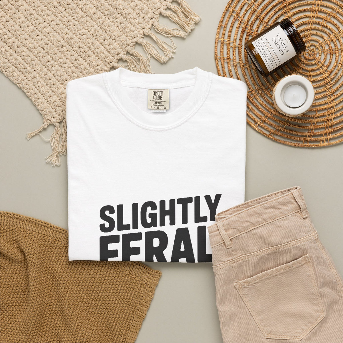 Slightly Feral Mostly Fine Shirt, Funny Sarcastic T-Shirt, Bold Minimalist Text Tee, Funny Gift for Friend