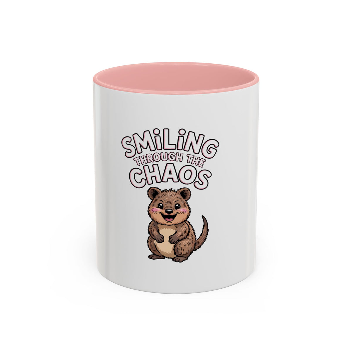 Smiling Through The Chaos Quokka Mug, Funny Cute Quokka Coffee Cup, Positive Vibes Mug, Chaotic Mom Life Gift, Cute Animal Lover Mug