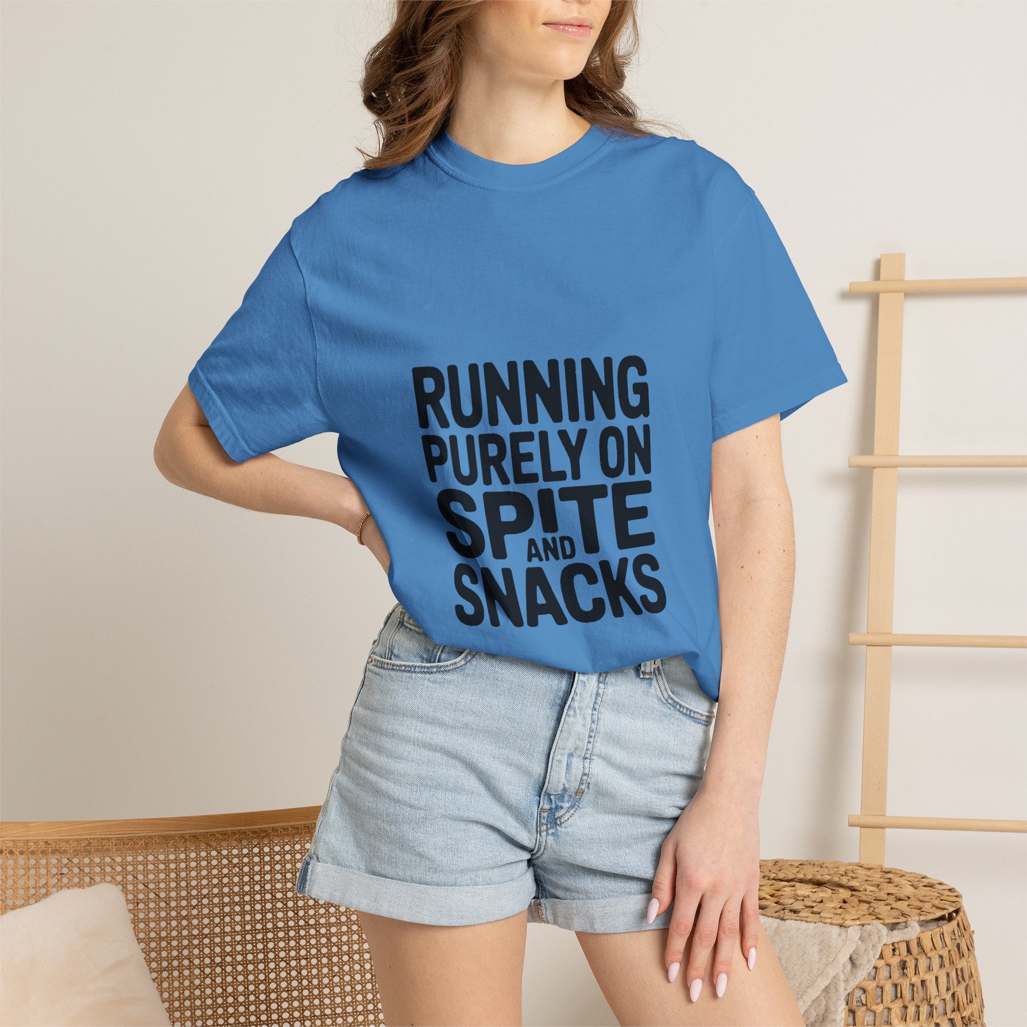 Running On Spite And Snacks Shirt, Funny Sarcastic T-Shirt, Bold Typography Tee, Snarky Gift for Coworker or Friend