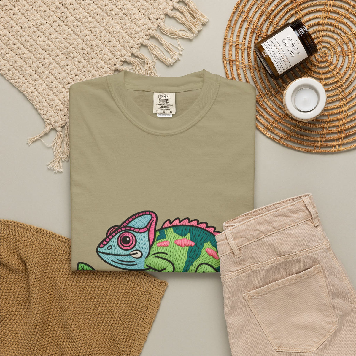 Cute Chameleon Shirt, Chameleon On A Branch T-Shirt, Cartoon Reptile Lover Gift, Funny Chameleon Tee