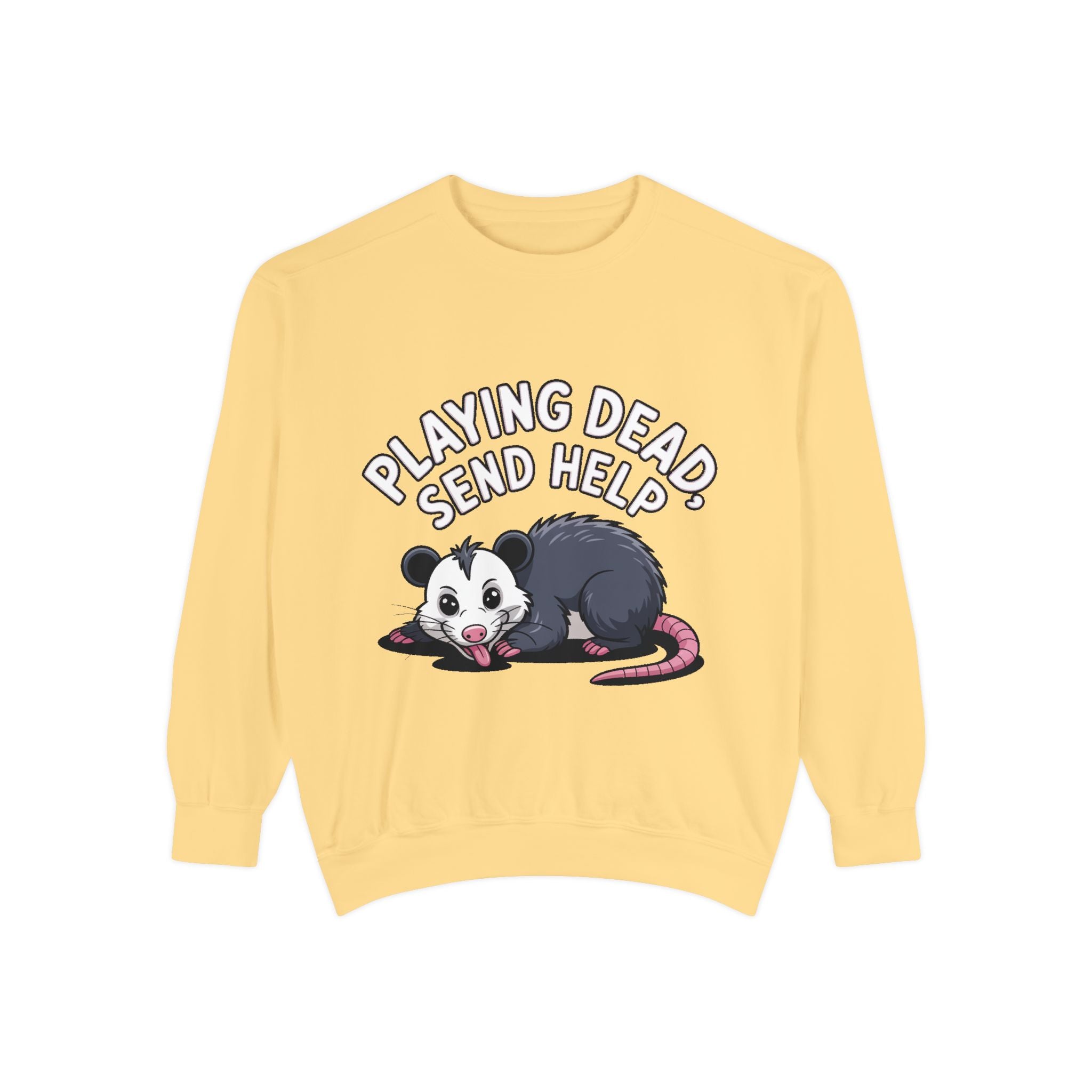 Funny Opossum Sweatshirt, Playing Dead Send Help Crewneck, Cute Possum Lover Gift, Funny Animal Sweatshirt for Introverts