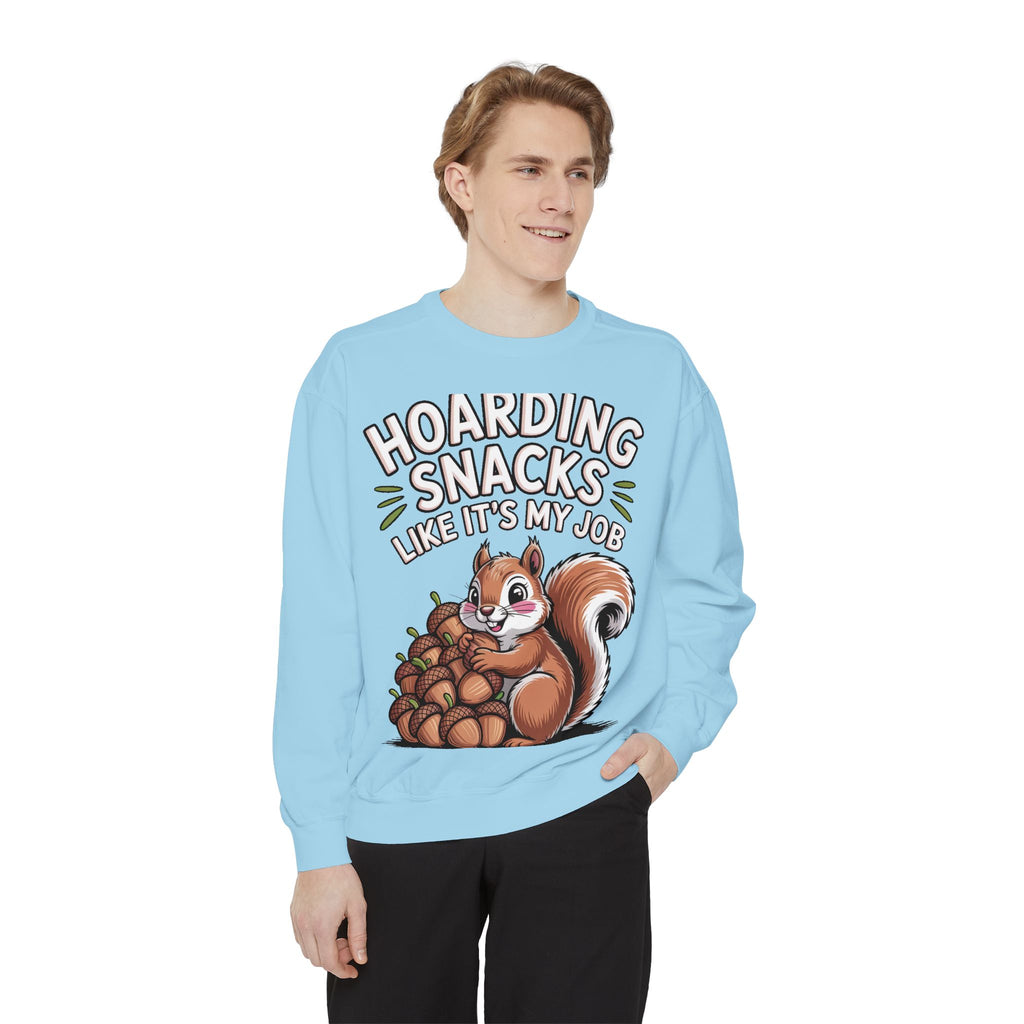 Funny Squirrel Sweatshirt, Hoarding Snacks Like It's My Job Crewneck, Cute Acorn Squirrel Gift, Snack Lover Sweatshirt