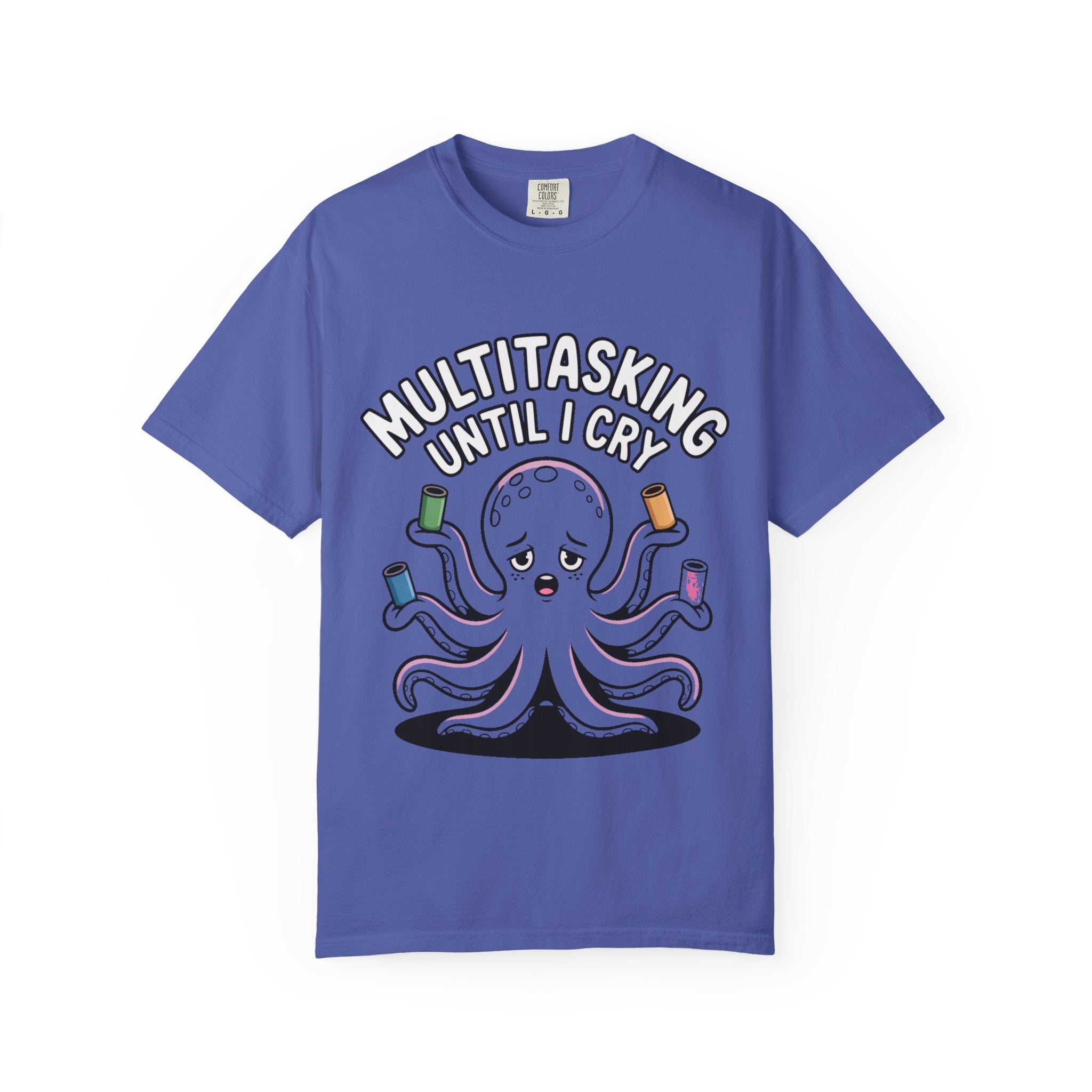 Multitasking Octopus Shirt, Funny Stressed Octopus T-Shirt, Multitasking Until I Cry Tee, Cute Cartoon Octopus Gift