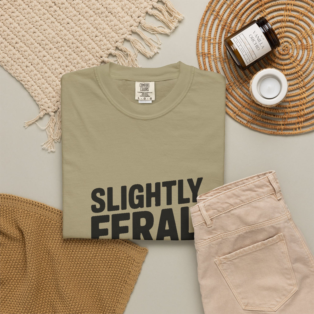 Slightly Feral Mostly Fine Shirt, Funny Sarcastic T-Shirt, Bold Minimalist Text Tee, Funny Gift for Friend