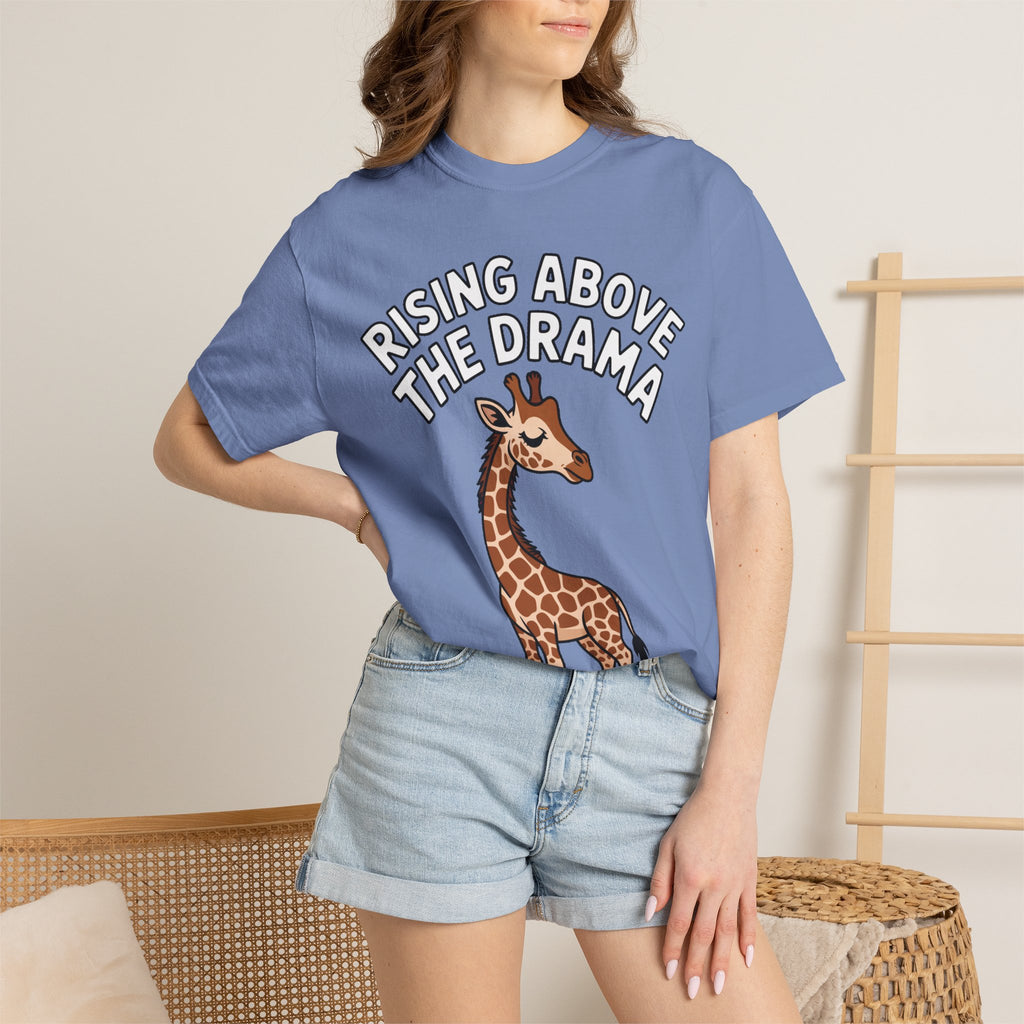 Giraffe Rising Above The Drama T-Shirt, Funny Sassy Giraffe Tee, Cute Cartoon Animal Shirt, Unisex Graphic Tee Gift