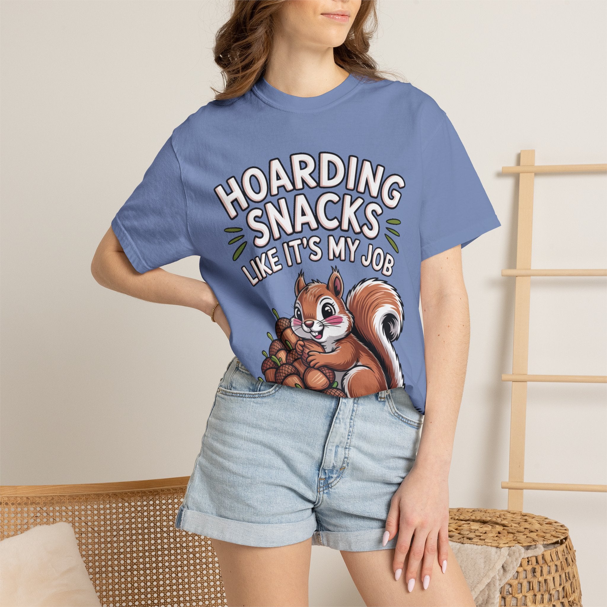 Funny Squirrel Shirt, Hoarding Snacks Like It's My Job T-Shirt, Cute Acorn Squirrel Gift, Snack Lover Tee