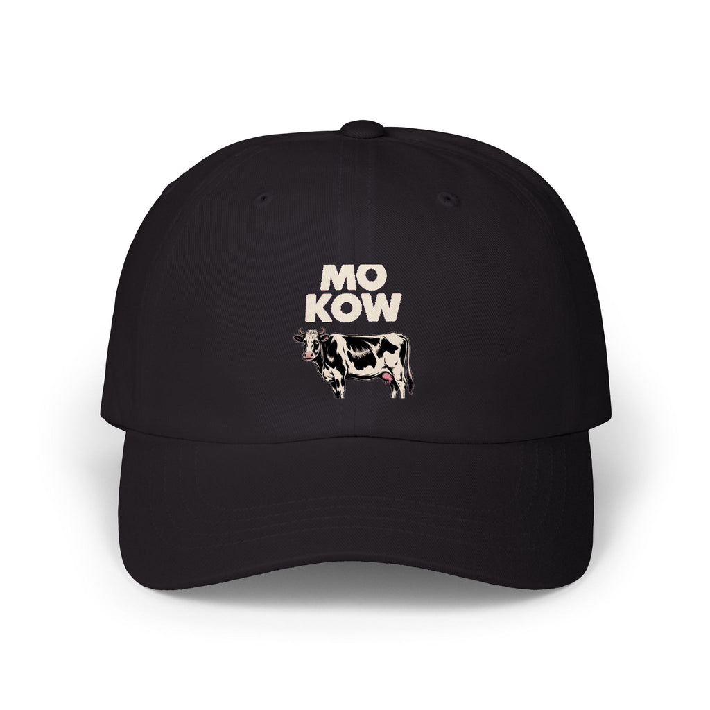 Mo Kow Funny Cow Dad Hat, Absurd Meme Embroidered Cap, Deadpan Farm Animal Hat, Funny Farmer Gift, Cow Lover Baseball Cap