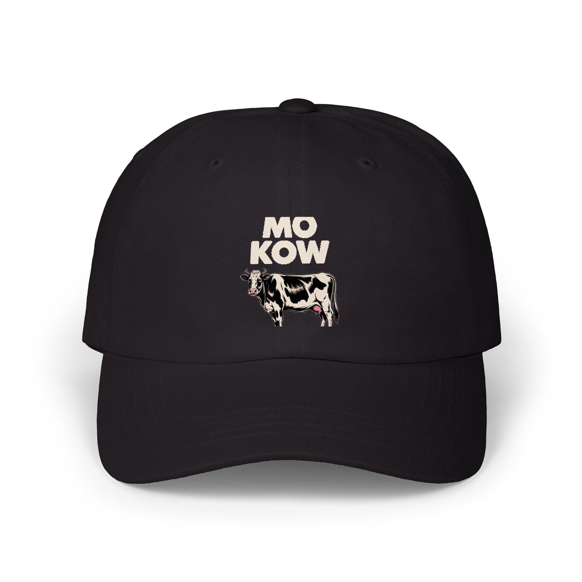 Mo Kow Funny Cow Dad Hat, Absurd Meme Embroidered Cap, Deadpan Farm Animal Hat, Funny Farmer Gift, Cow Lover Baseball Cap