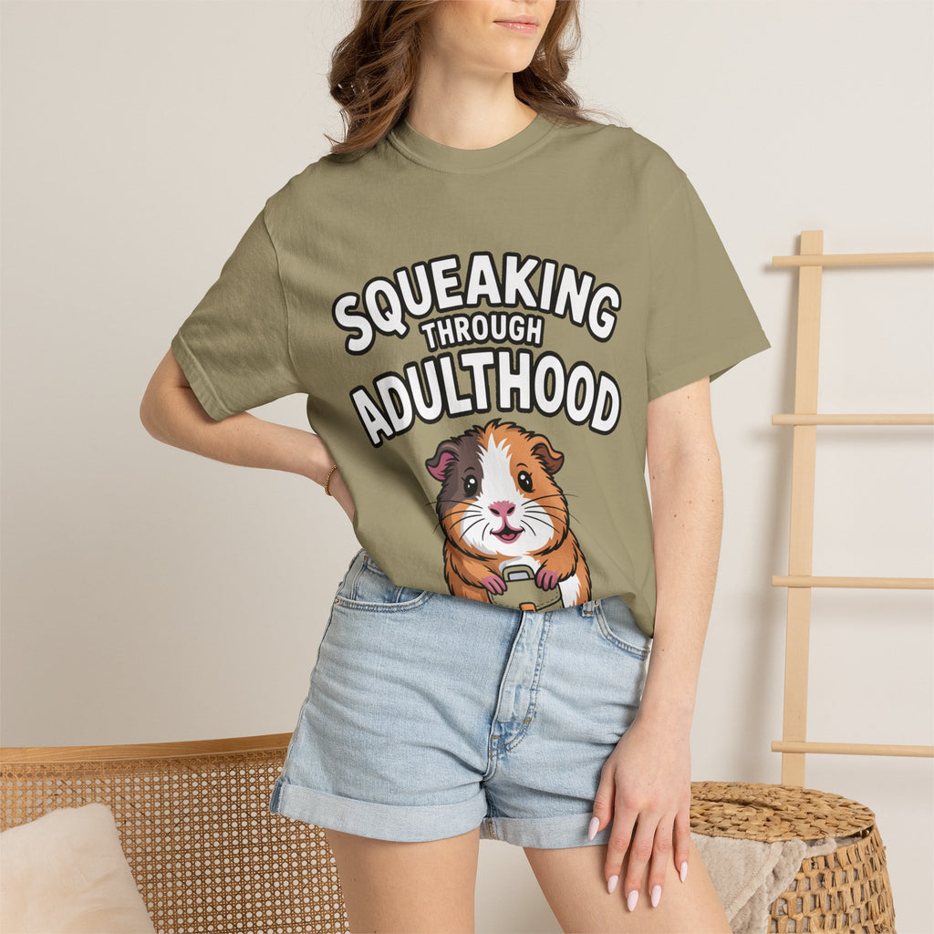 Guinea Pig Squeaking Through Adulthood Shirt, Funny Guinea Pig T-Shirt, Adulting Humor Tee, Cute Guinea Pig Lover Gift