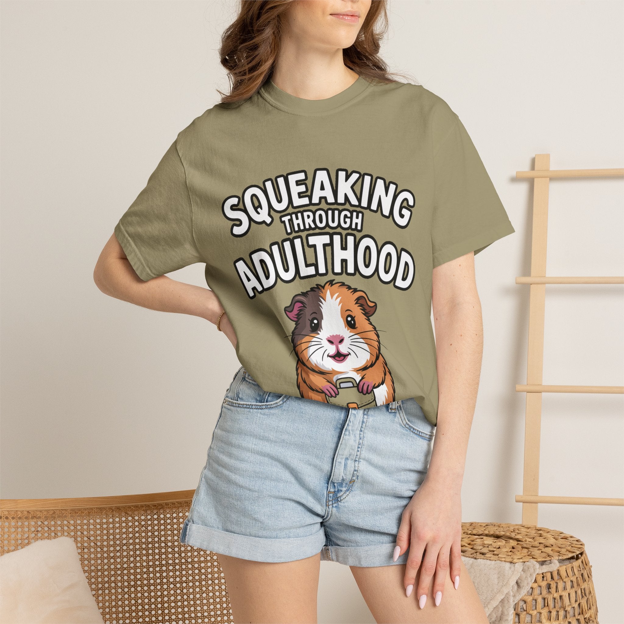 Guinea Pig Squeaking Through Adulthood Shirt, Funny Guinea Pig T-Shirt, Adulting Humor Tee, Cute Guinea Pig Lover Gift