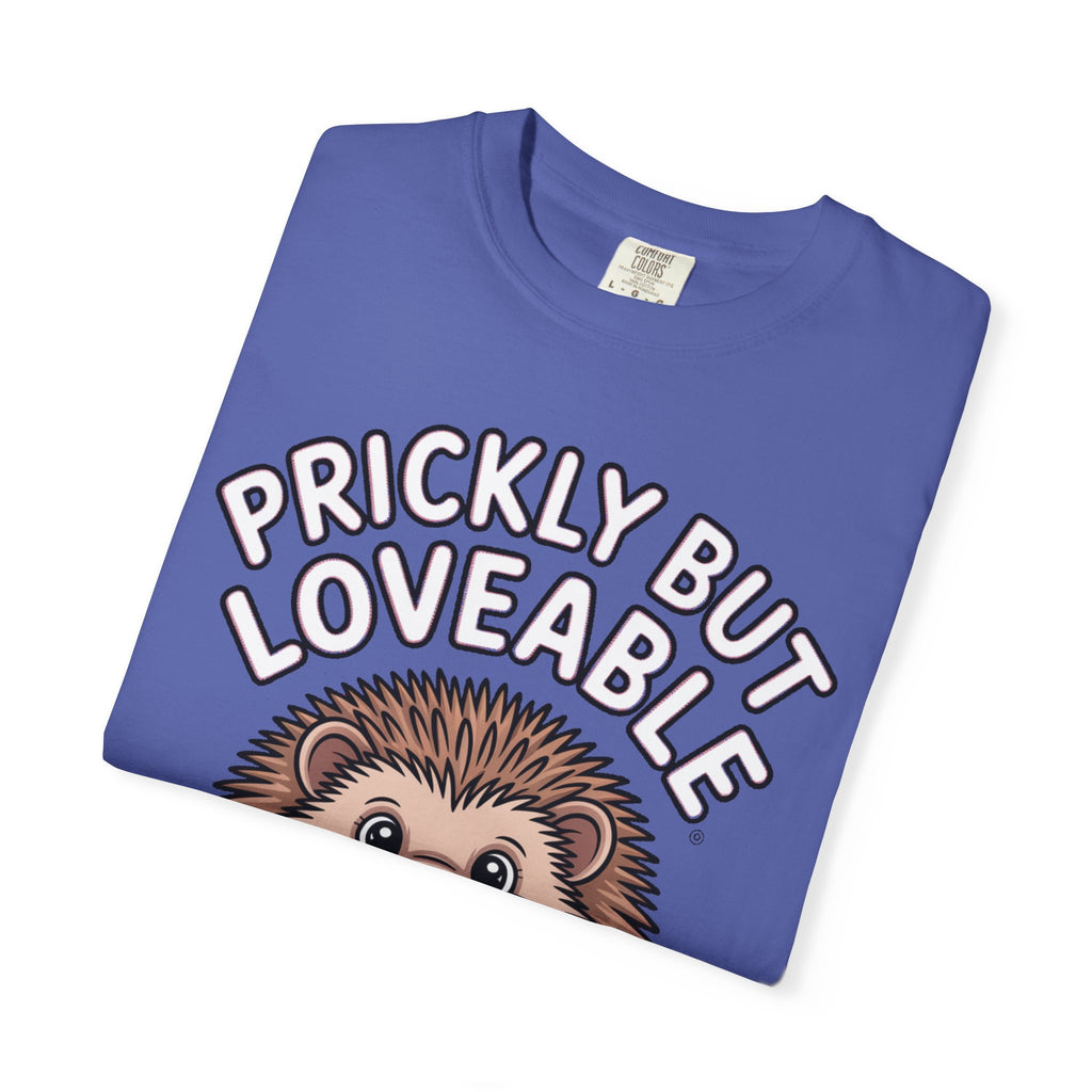 Prickly But Loveable Hedgehog Shirt, Cute Cartoon Hedgehog T-Shirt, Funny Animal Lover Gift, Flower Hedgehog Tee