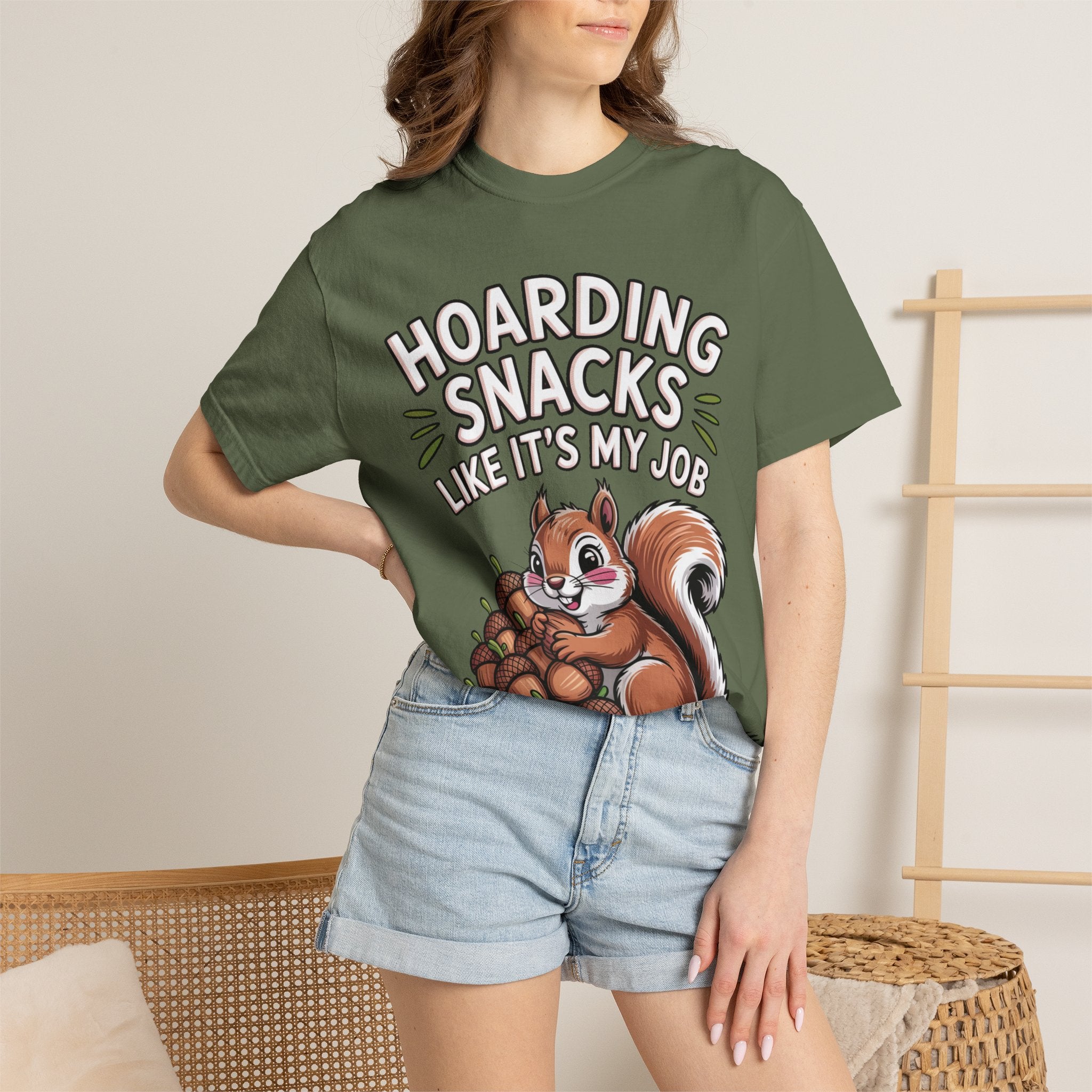 Funny Squirrel Shirt, Hoarding Snacks Like It's My Job T-Shirt, Cute Acorn Squirrel Gift, Snack Lover Tee