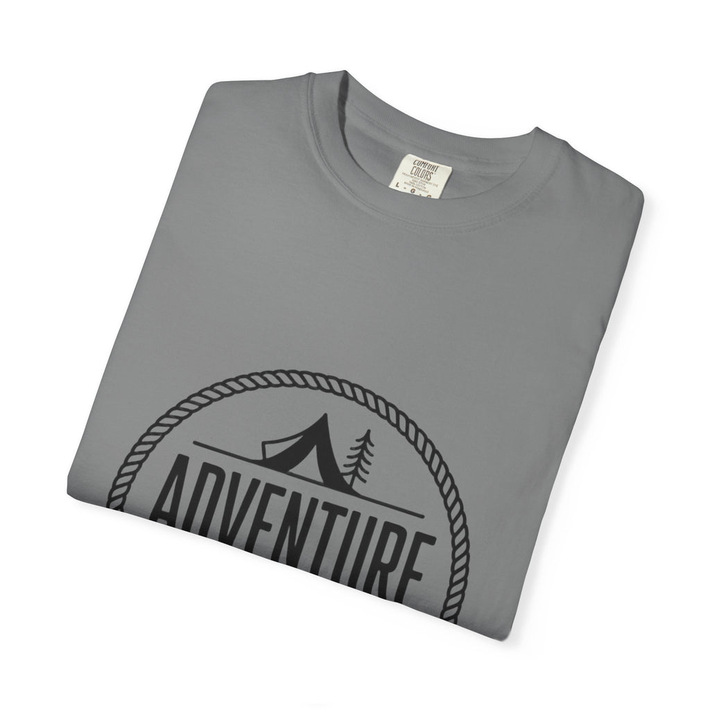 Adventure Awaits Camp Badge Shirt, Vintage Camping T-Shirt, Outdoor Lover Gift, Retro Hiking Tee, Pine Tree Nature Shirt