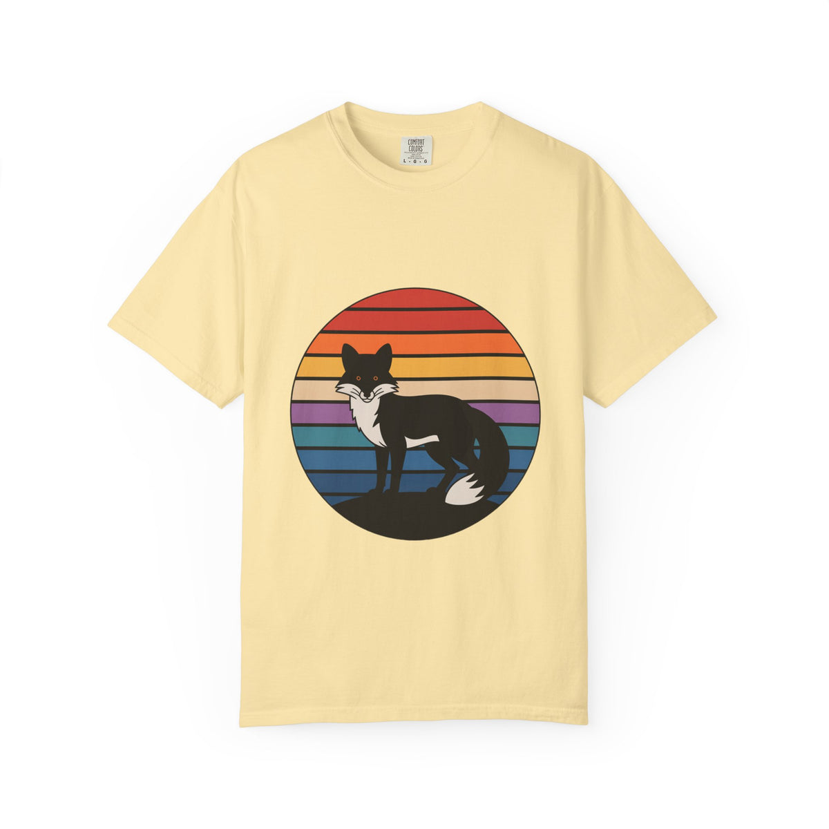Retro Sunset Fox Badge T-Shirt