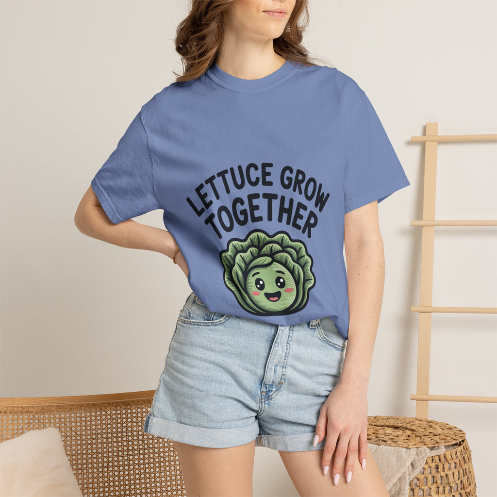Lettuce Grow Together Shirt, Funny Vegetable Pun T-Shirt, Cute Cartoon Lettuce Tee, Gardener Gift, Plant Lover Shirt