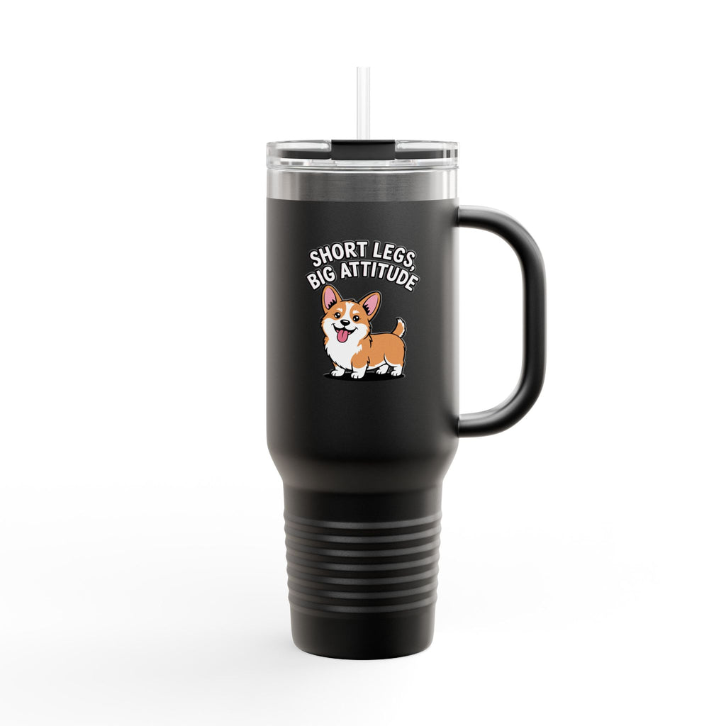 Corgi Travel Mug 40oz, Short Legs Big Attitude Tumbler, Funny Corgi Gift, Dog Lover Insulated Cup With Handle And Straw, Corgi Mom Gift