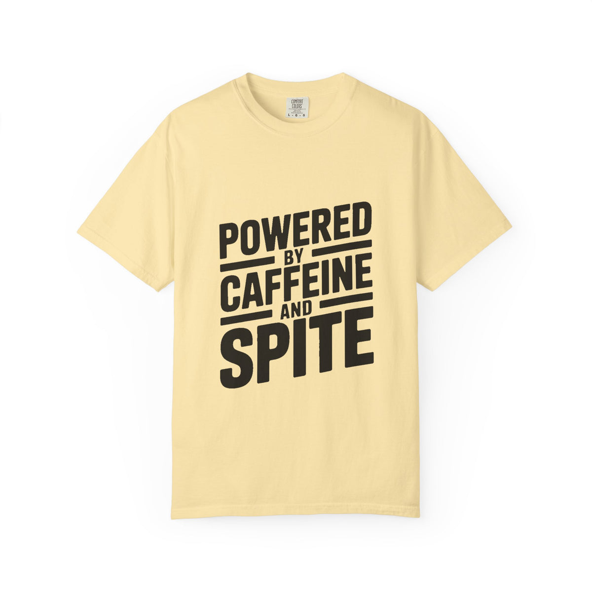 Powered By Caffeine And Spite Shirt, Funny Sarcastic Coffee T-Shirt, Bold Typography Tee, Sarcastic Gift for Coworker