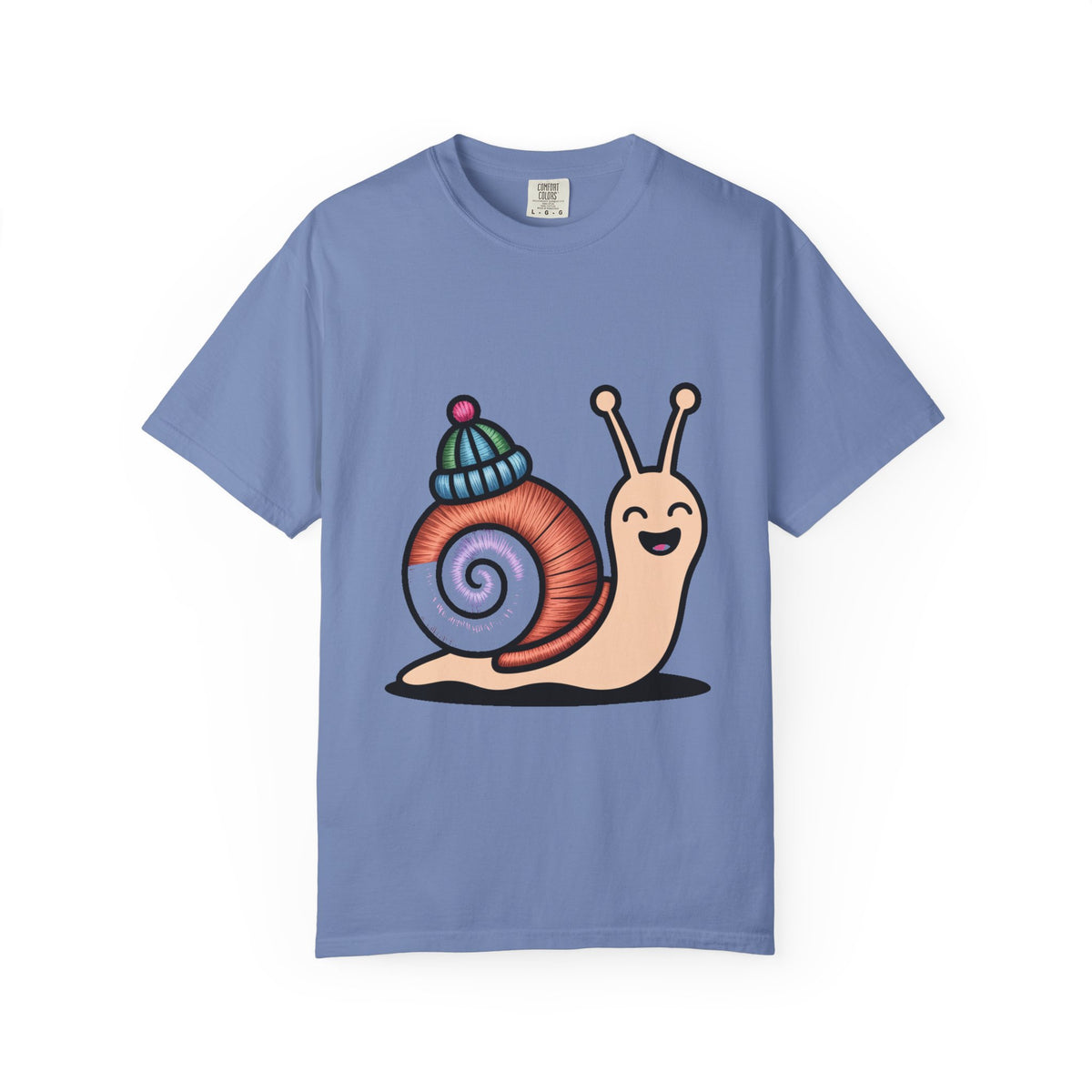 Cute Snail With Tiny Hat T-Shirt, Funny Cottagecore Snail Shirt, Cartoon Snail Lover Gift, Garment-Dyed Unisex Tee