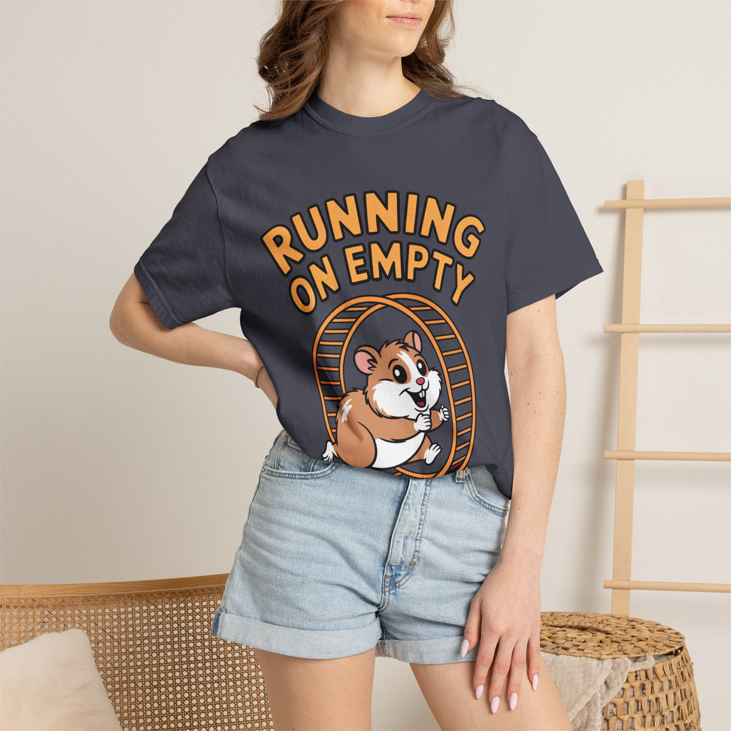 Running On Empty Hamster Shirt, Funny Tired Hamster T-Shirt, Exhausted Wheel Runner Tee, Funny Gift for Tired Friend