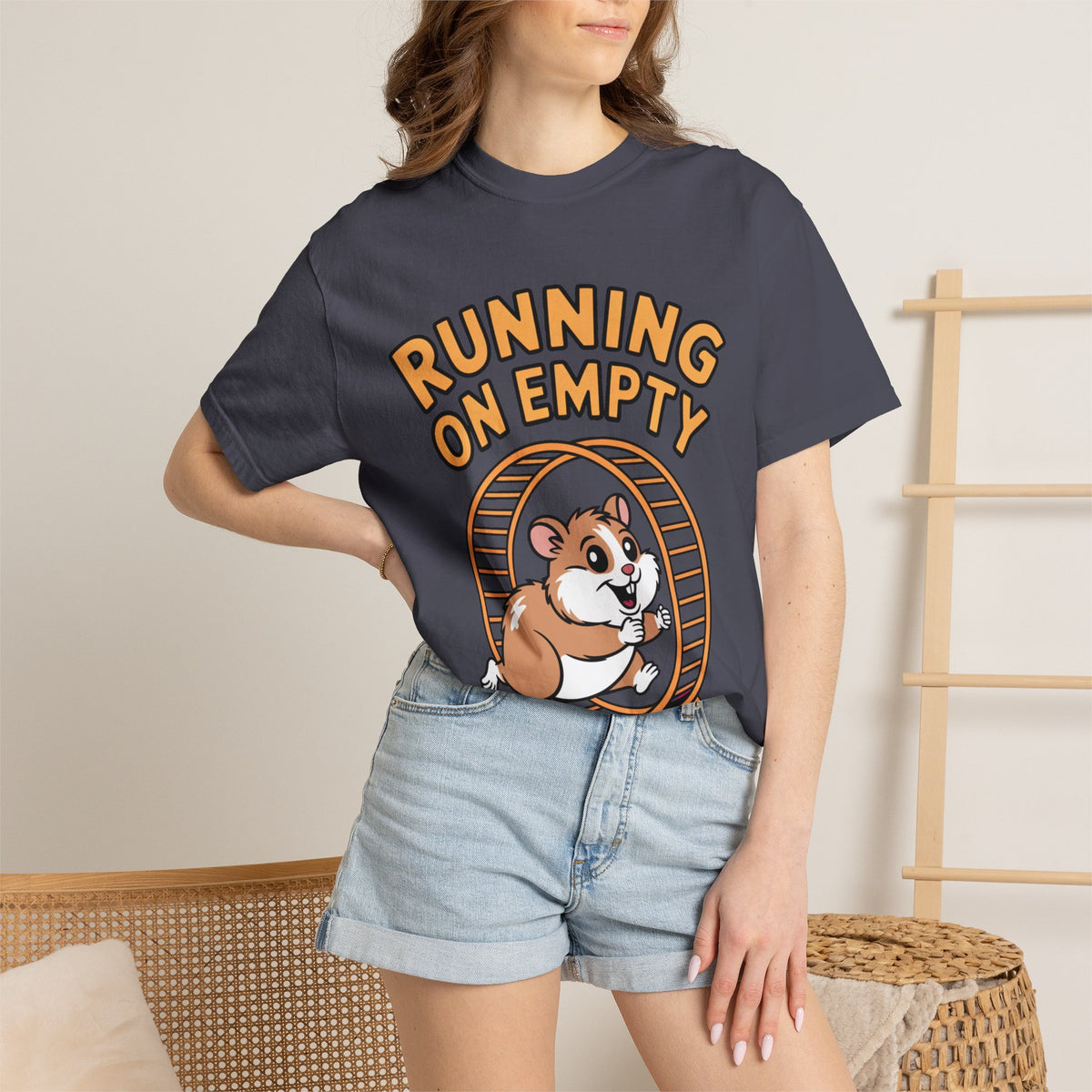 Running On Empty Hamster Shirt, Funny Tired Hamster T-Shirt, Exhausted Wheel Runner Tee, Funny Gift for Tired Friend