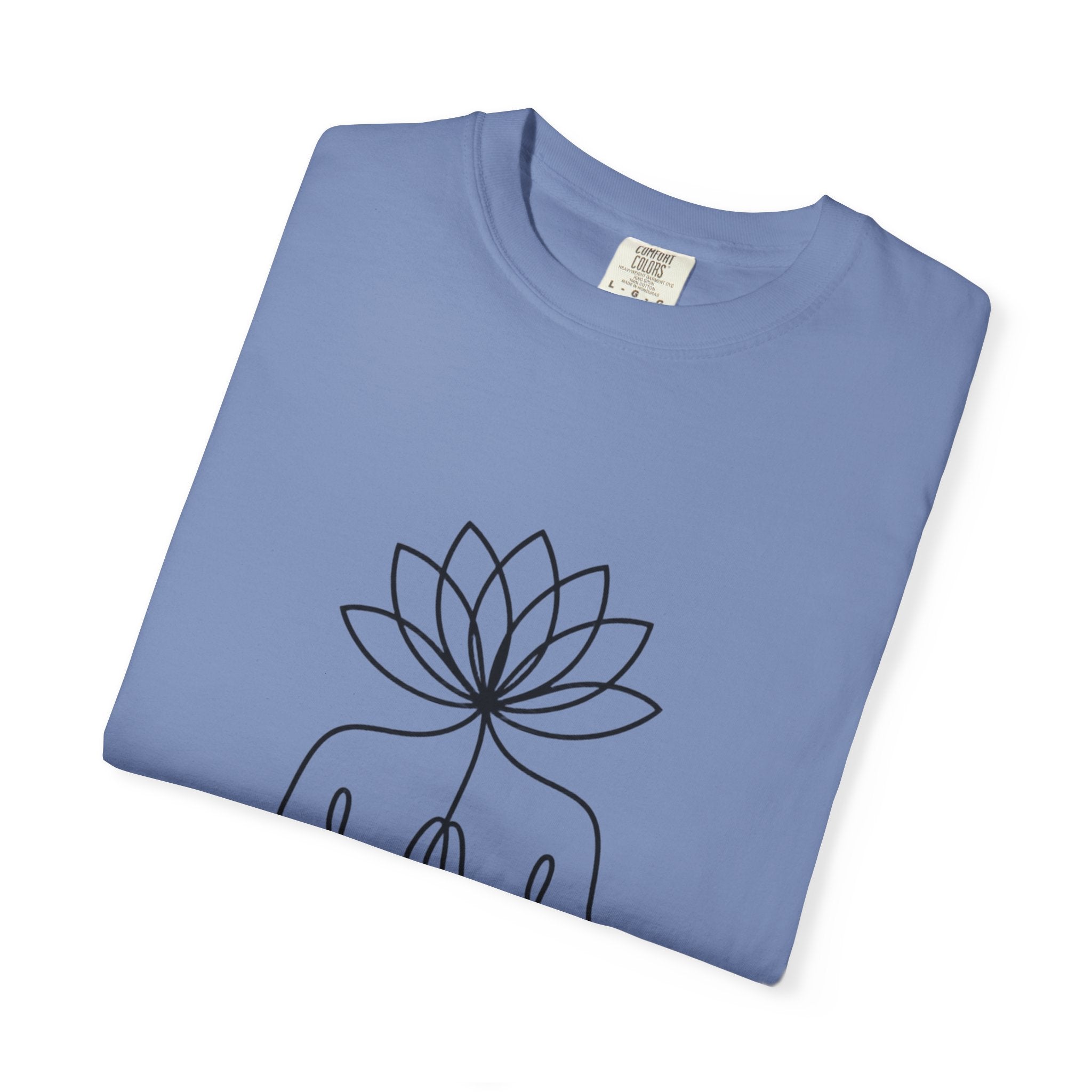 Lotus Flower Line Art Shirt, Minimalist Yoga T-Shirt, Breathe Meditation Tee, Continuous Line Lotus Tattoo Style Gift