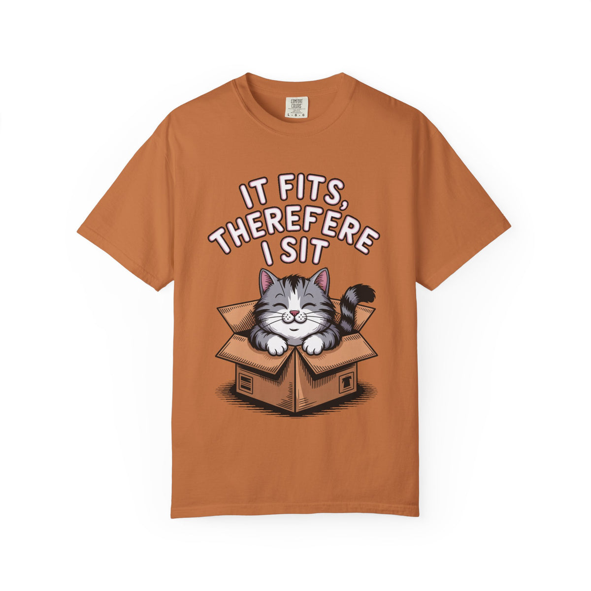 It Fits Therefore I Sit Cat Shirt, Funny Cat In Box T-Shirt, Cute Chubby Cat Lover Gift, Cat Owner Shirt, Funny Cat Meme Tee