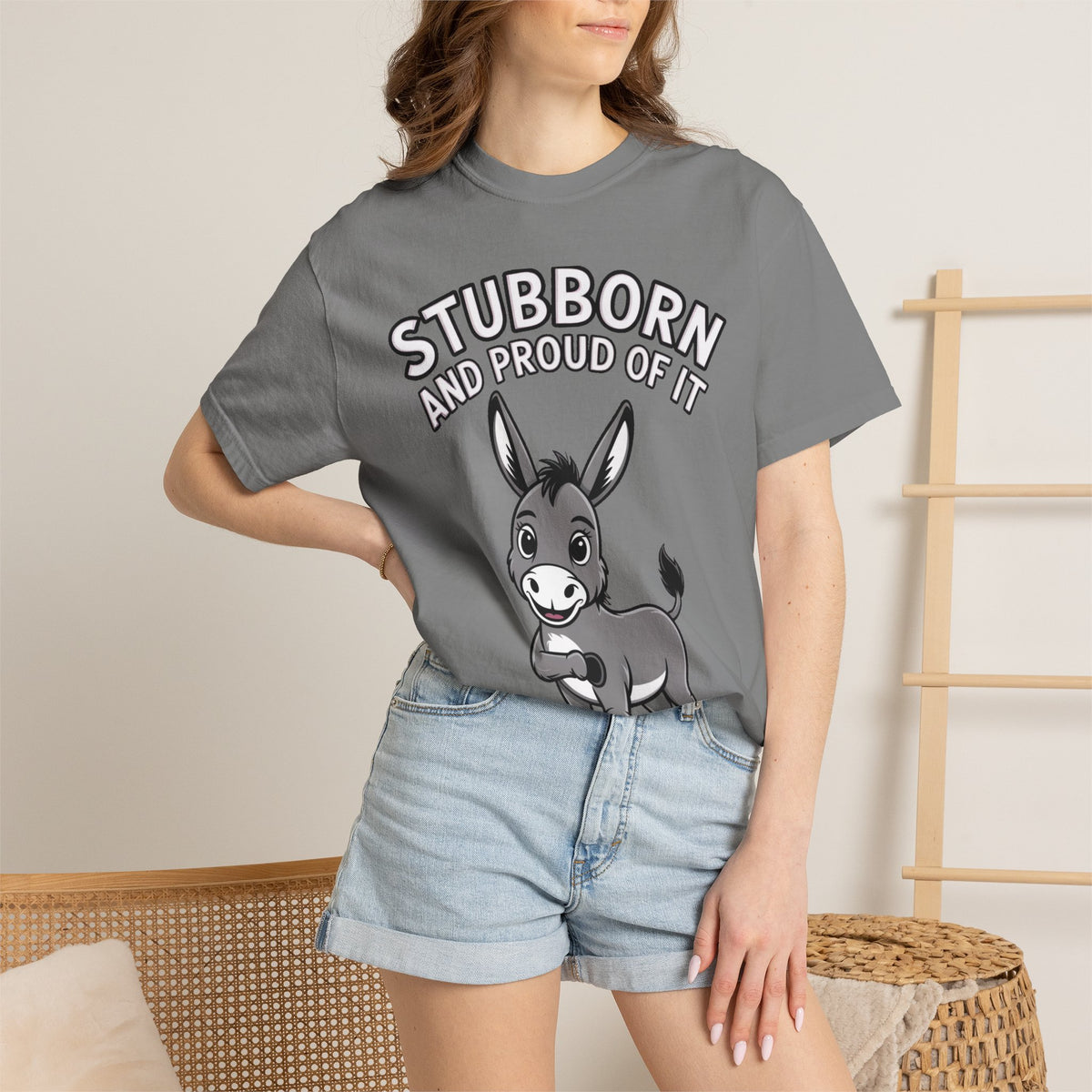 Stubborn Donkey T-Shirt, Funny 'Stubborn And Proud Of It' Tee, Cute Cartoon Donkey Shirt, Farm Animal Lover Gift