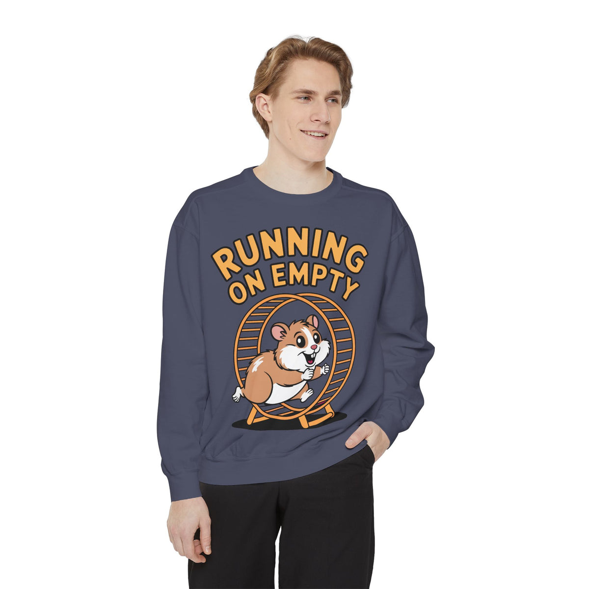 Running On Empty Hamster Sweatshirt, Funny Tired Hamster Crewneck, Cute Exhausted Wheel Shirt, Burnout Gift for Tired Mom Dad