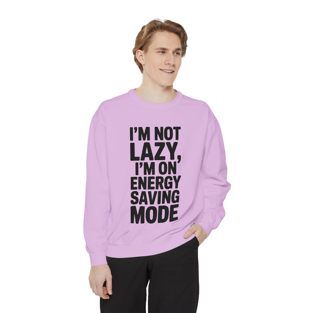 Energy Saving Mode Sweatshirt, Funny Lazy Quote Crewneck, I'm Not Lazy Embroidered Sweatshirt, Sarcastic Gift for Introvert