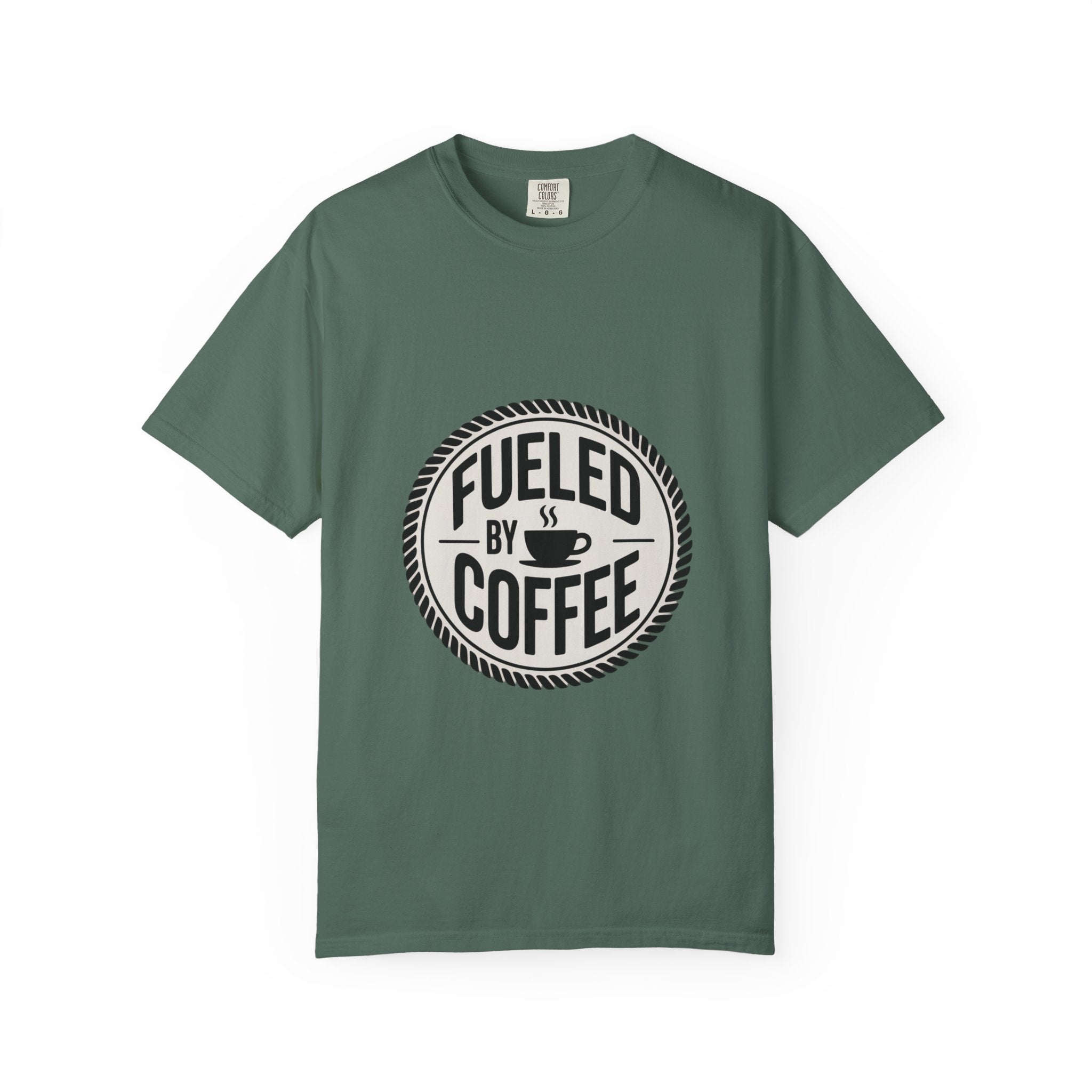 Fueled By Coffee Badge Shirt, Vintage Coffee Lover T-Shirt, Retro Coffee Stamp Logo Tee, Funny Coffee Addict Gift