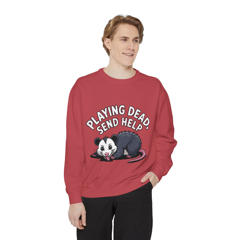 Funny Opossum Sweatshirt, Playing Dead Send Help Crewneck, Cute Possum Lover Gift, Funny Animal Sweatshirt for Introverts