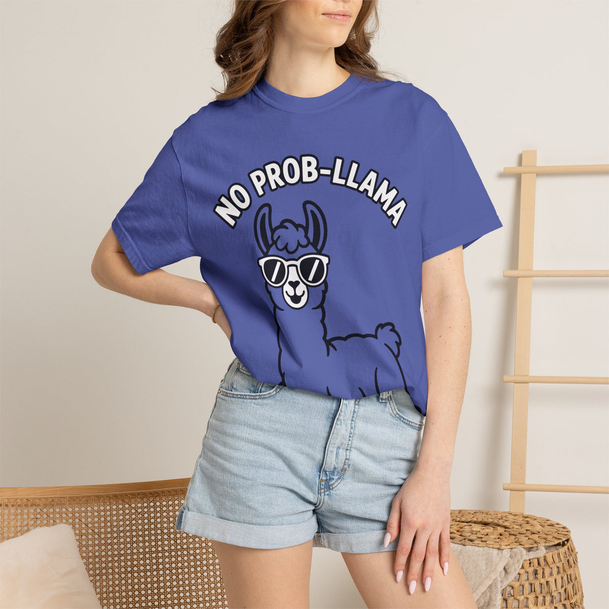 No Prob Llama Shirt, Funny Llama T-Shirt, Cute Llama Sunglasses Tee, Llama Lover Gift, Garment Dyed Unisex Shirt