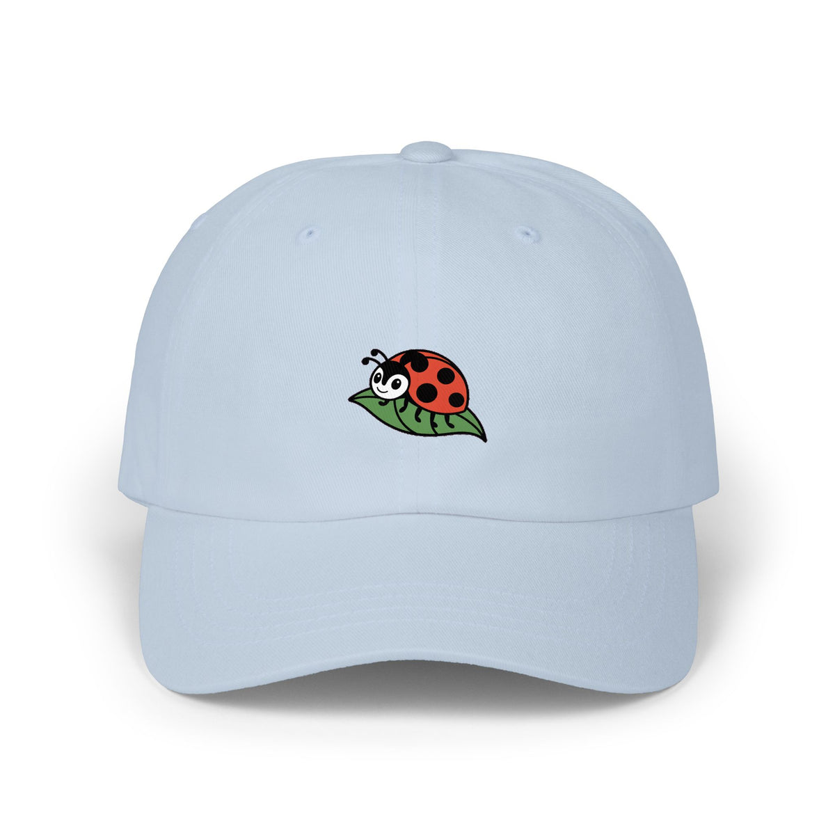 Ladybug Dad Hat, Cute Embroidered Ladybug On Leaf Cap, Nature Lover Gift, Garden Insect Hat, Unstructured Baseball Cap For Women