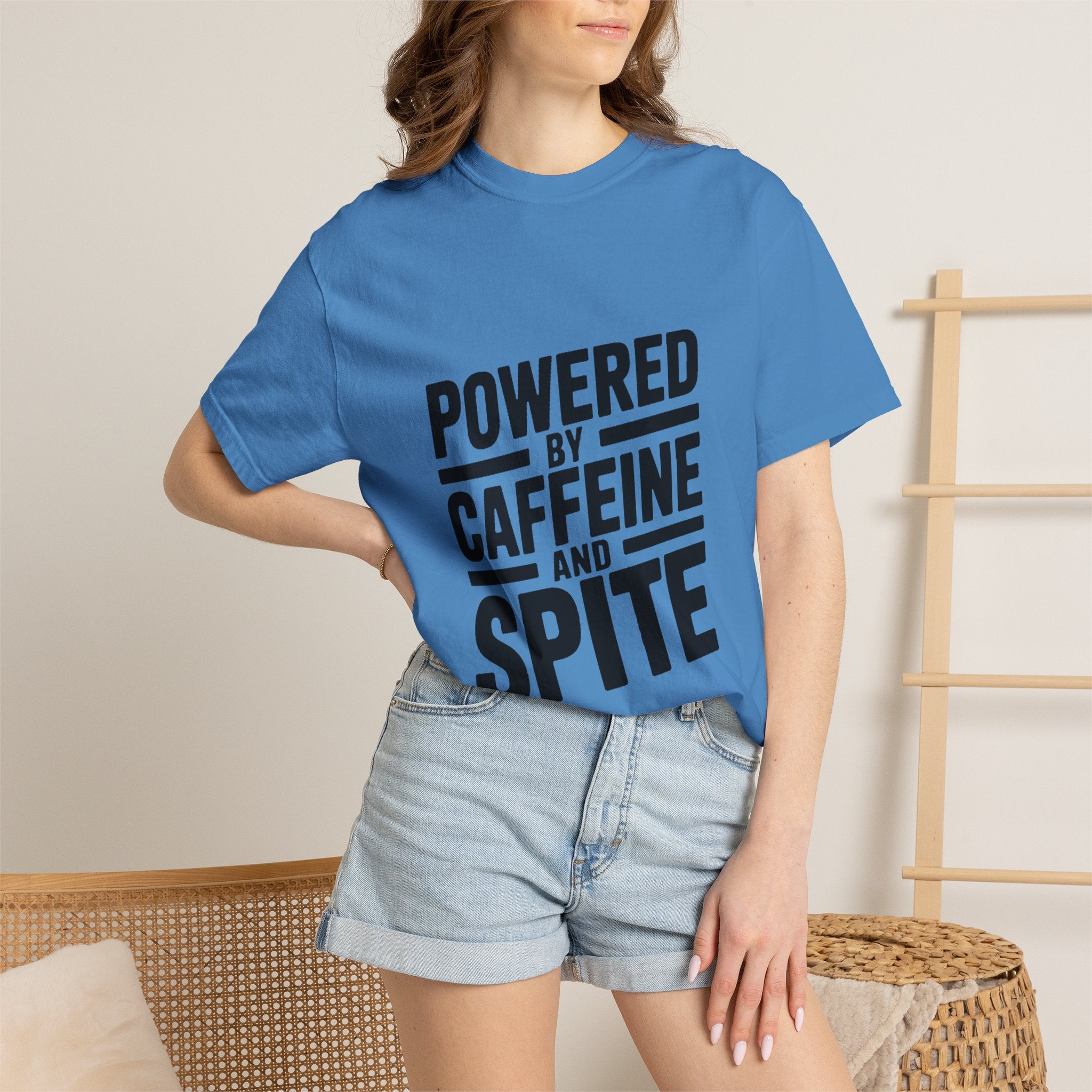 Powered By Caffeine And Spite Shirt, Funny Sarcastic Coffee T-Shirt, Bold Typography Tee, Sarcastic Gift for Coworker