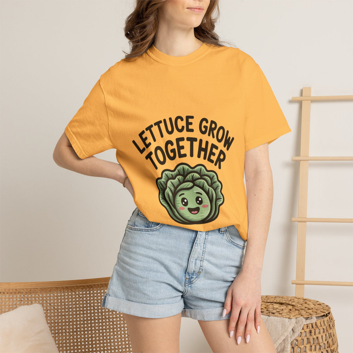 Lettuce Grow Together Shirt, Funny Vegetable Pun T-Shirt, Cute Cartoon Lettuce Tee, Gardener Gift, Plant Lover Shirt