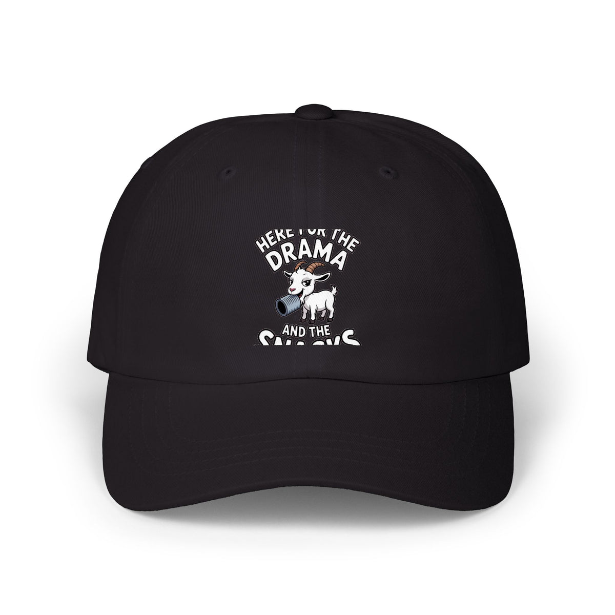 Funny Goat Dad Cap, Here For The Drama And The Snacks Hat, Cute Goat Embroidered Cap, Funny Farm Animal Gift