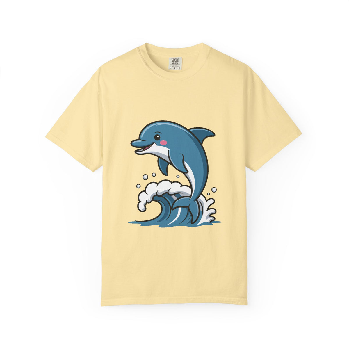 Cute Dolphin T-Shirt, Jumping Wave Dolphin Shirt, Ocean Lover Gift, Garment Dyed Unisex Tee, Beach Vacation Shirt
