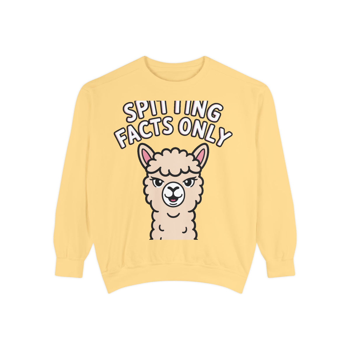 Alpaca Spitting Facts Sweatshirt, Funny Sassy Alpaca Crewneck, Cute Embroidered-Style Animal Sweatshirt, Alpaca Lover Gift