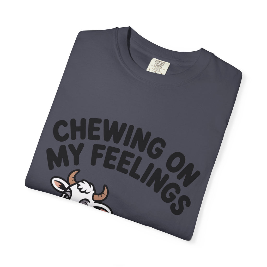 Chewing On My Feelings Cow Shirt, Funny Cow T-Shirt, Cute Cartoon Cow Tee, Sarcastic Farm Animal Gift, Mental Health Humor Shirt