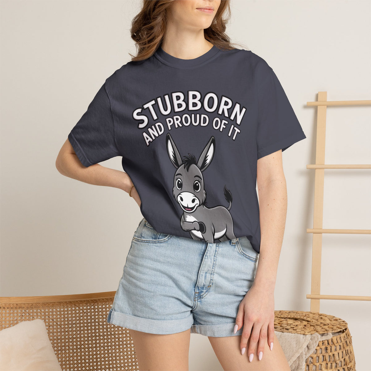 Stubborn Donkey T-Shirt, Funny 'Stubborn And Proud Of It' Tee, Cute Cartoon Donkey Shirt, Farm Animal Lover Gift