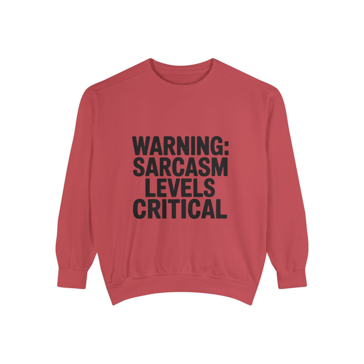 Warning Sarcasm Levels Critical Sweatshirt, Funny Embroidered Crewneck, Sarcastic Quote Pullover, Gift for Sarcastic Friend