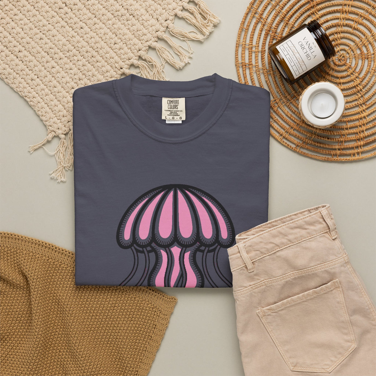 Cute Jellyfish T-Shirt, Glowing Jellyfish Graphic Tee, Ocean Lover Gift, Garment-Dyed Unisex Shirt for Beach and Aquarium Fans