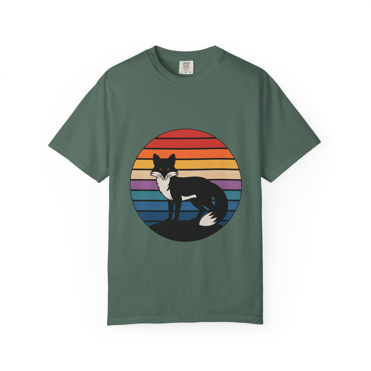 Retro Sunset Fox Badge T-Shirt