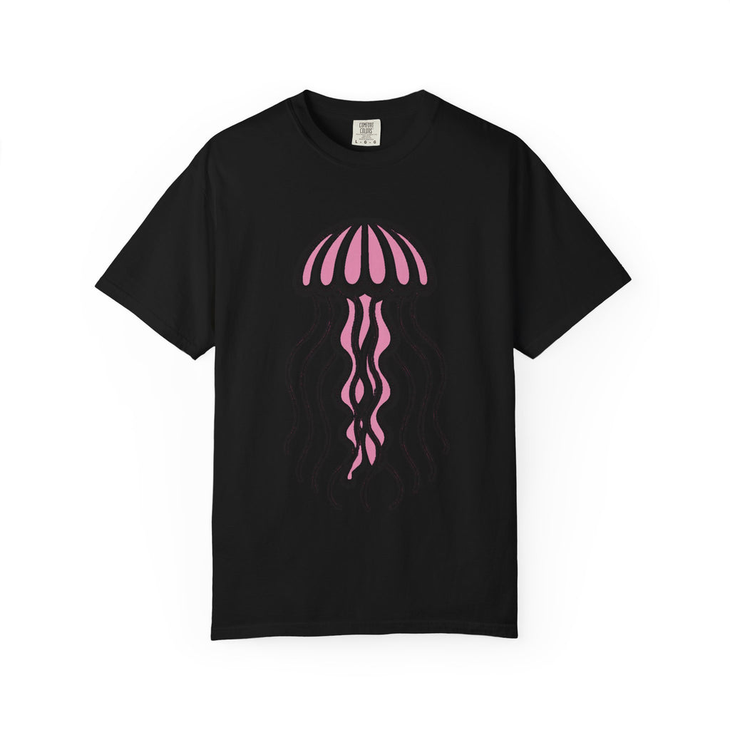 Cute Jellyfish T-Shirt, Glowing Jellyfish Graphic Tee, Ocean Lover Gift, Garment-Dyed Unisex Shirt for Beach and Aquarium Fans