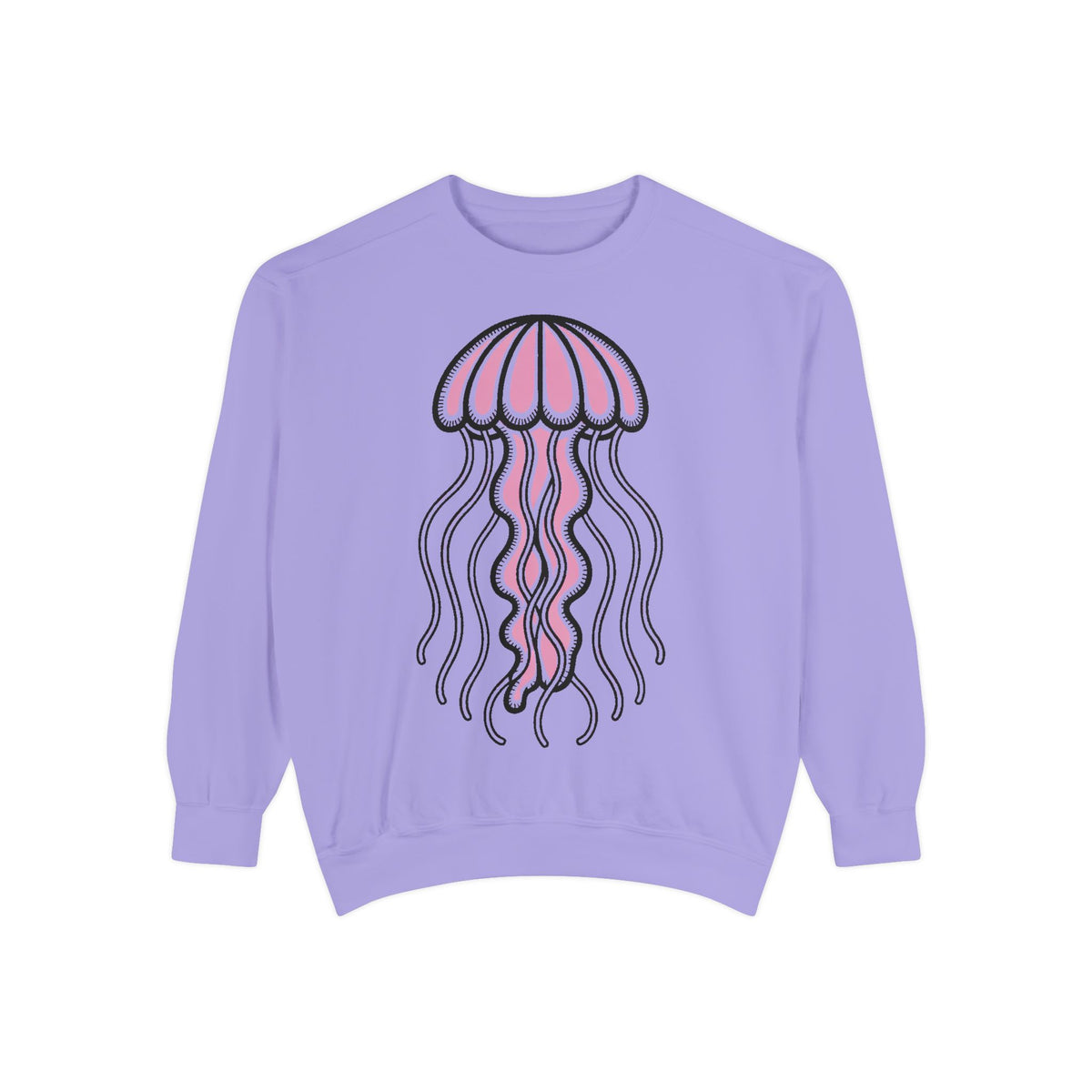 Cute Jellyfish Sweatshirt, Glowing Jellyfish Embroidered Crewneck, Ocean Lover Gift, Cottagecore Sea Animal Sweatshirt