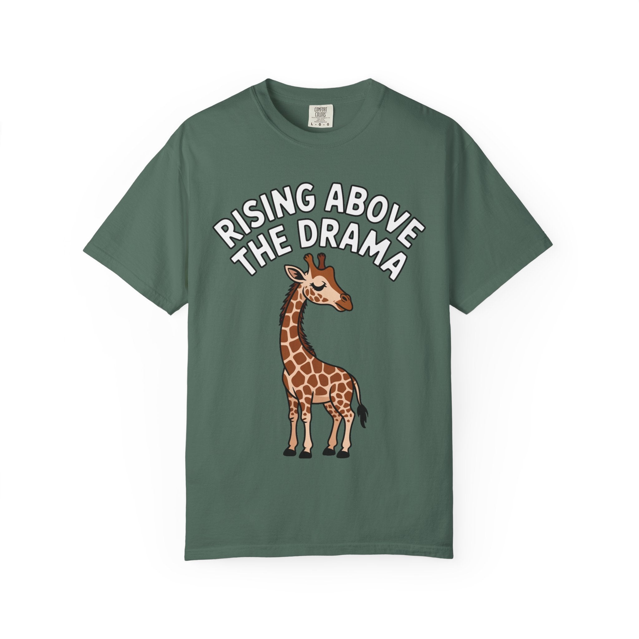 Giraffe Rising Above The Drama T-Shirt, Funny Sassy Giraffe Tee, Cute Cartoon Animal Shirt, Unisex Graphic Tee Gift