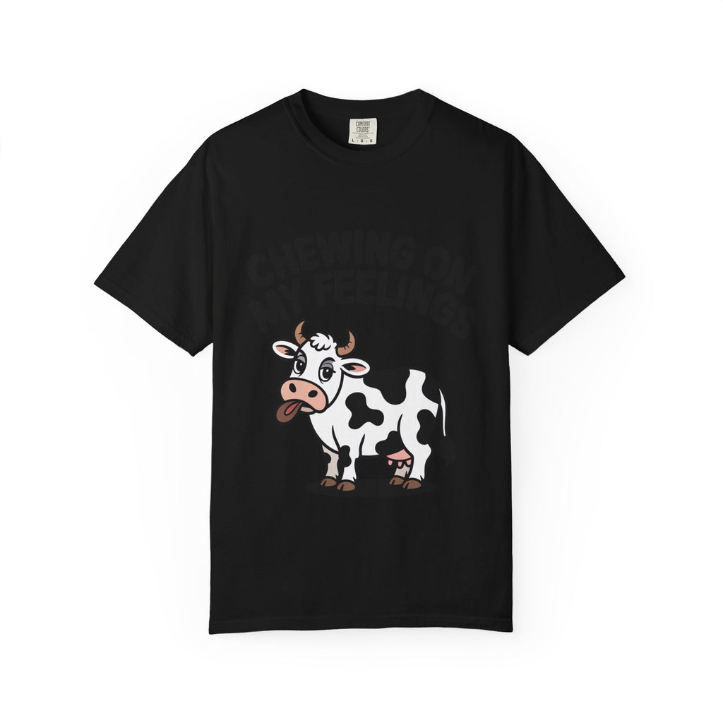 Chewing On My Feelings Cow Shirt, Funny Cow T-Shirt, Cute Cartoon Cow Tee, Sarcastic Farm Animal Gift, Mental Health Humor Shirt