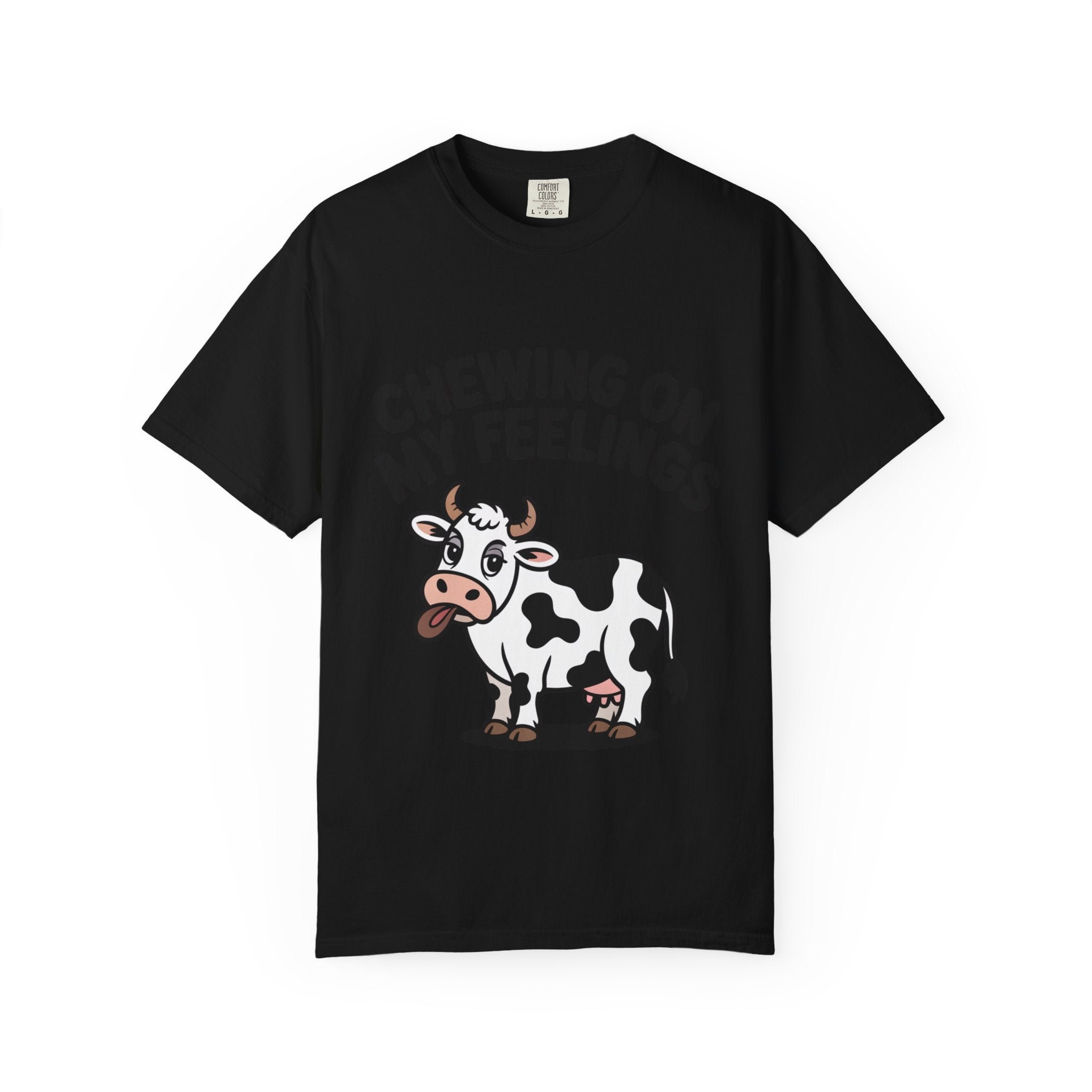Chewing On My Feelings Cow Shirt, Funny Cow T-Shirt, Cute Cartoon Cow Tee, Sarcastic Farm Animal Gift, Mental Health Humor Shirt