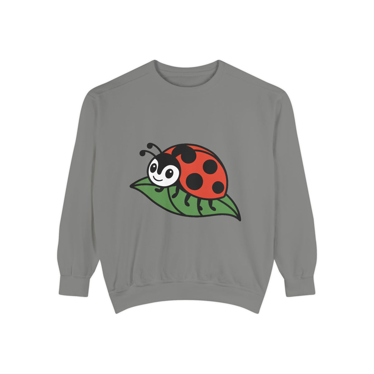 Ladybug Sweatshirt, Cute Embroidered Ladybug On Leaf Crewneck, Garden Lover Gift, Nature Sweatshirt
